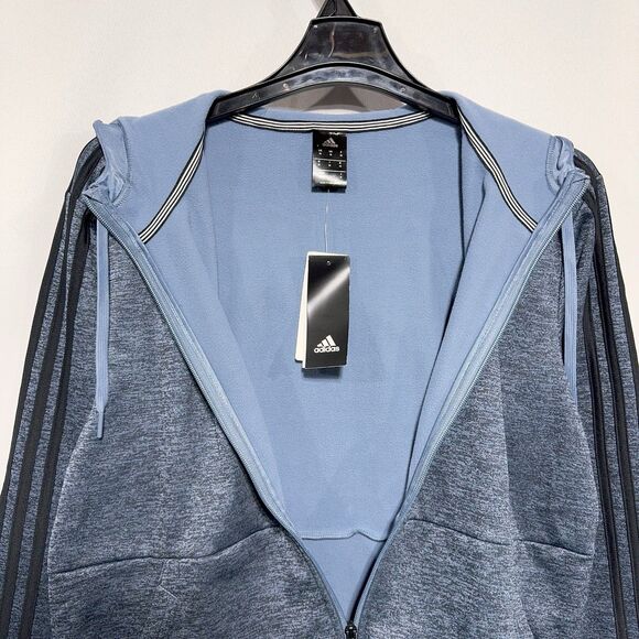 Adidas Men’s M Tech Fleece Full Zip Long Sleeve Hoody Sweatshirt Blue - Picture 6 of 11